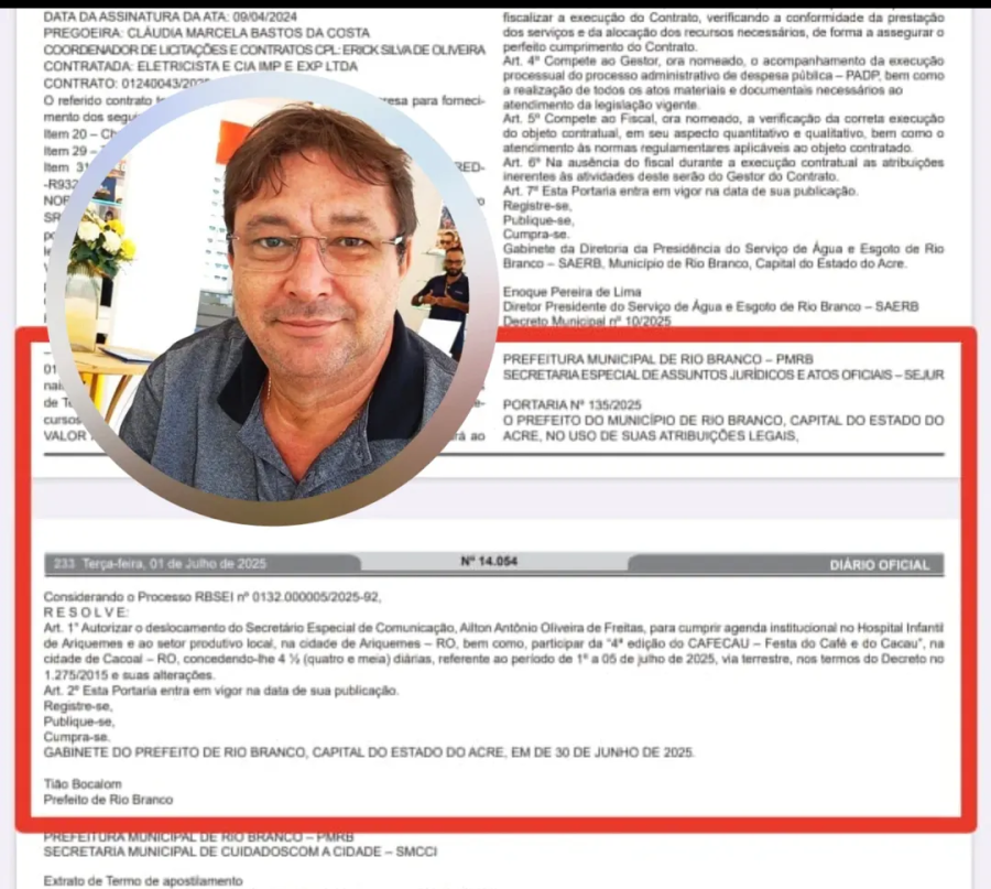 Bocalom autoriza viagem com 4,5 diárias para secretário especial de Comunicação que ganha R$ 28,5 mil visitar Hospital e Festa do Café e Cacau em RO