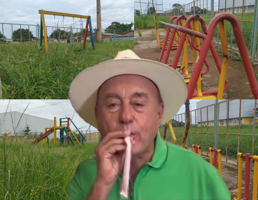 Ano novo com problemas velhos: academia ao ar livre continua esquecida na Baixada com equipamentos imprestáveis simbolizando o abandono e desprezo cruel da gestão Bocalom a crianças e idosos