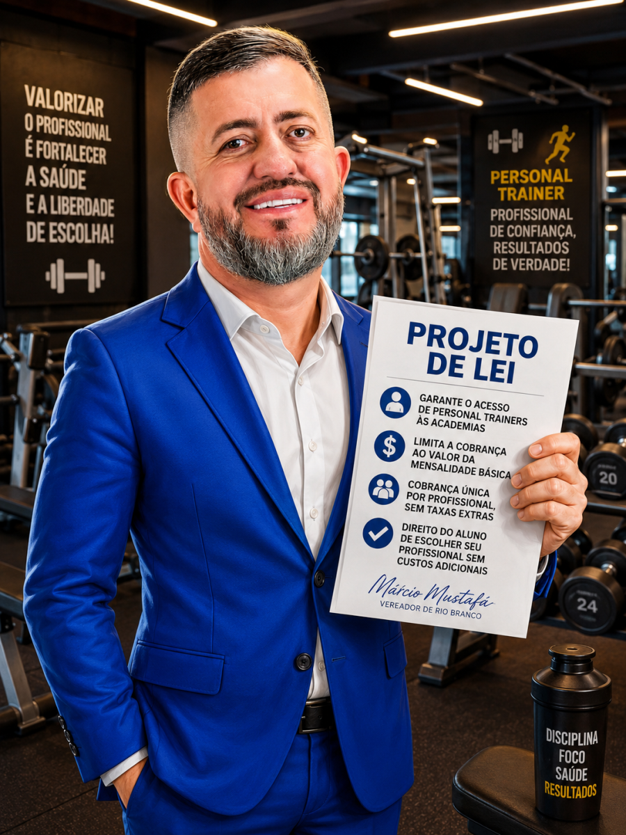 Vereador Márcio Mustafá apresenta projeto para valorizar personal trainers e garantir liberdade de escolha aos alunos