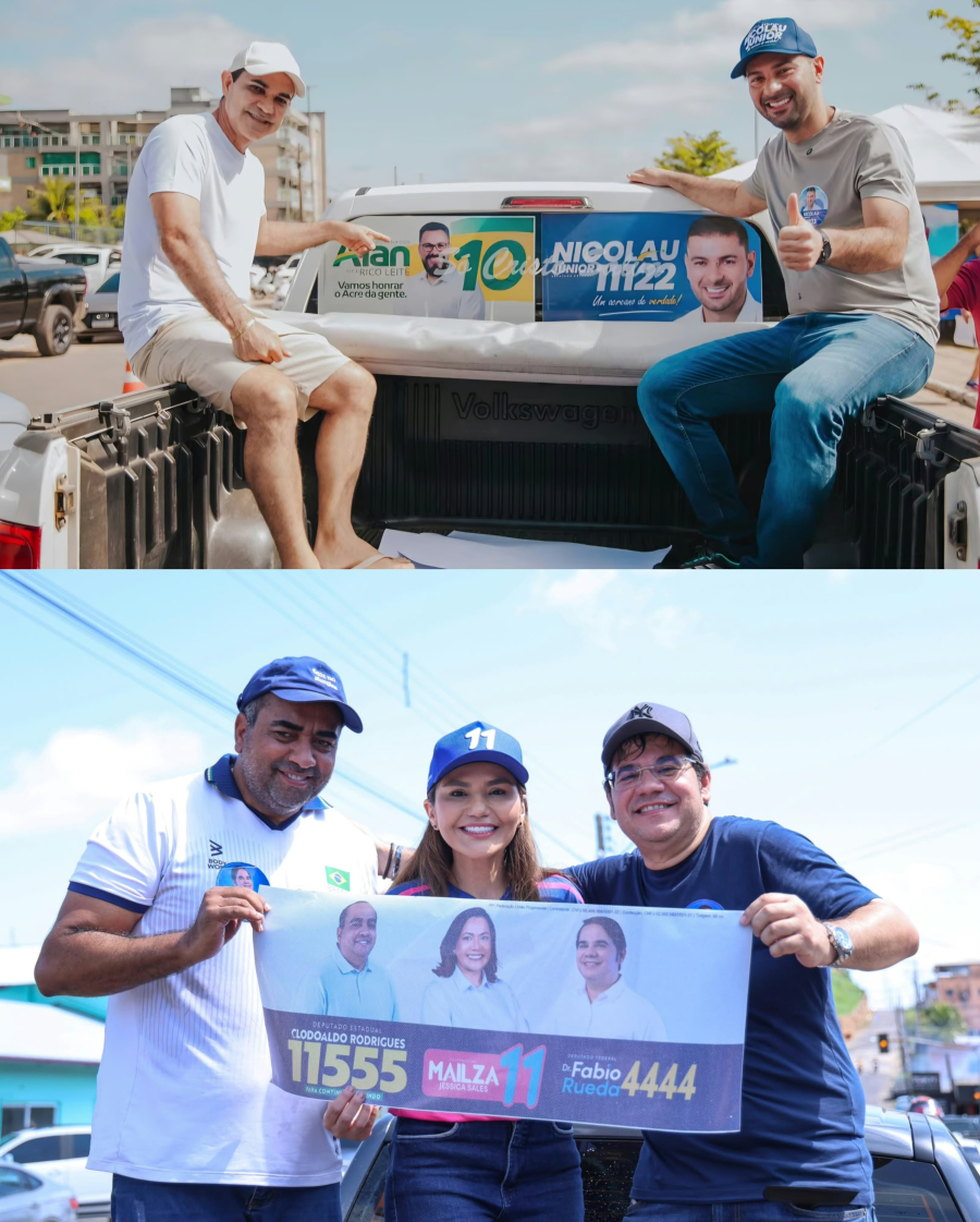 Deputado Clodoaldo Rodrigues faz adesivaço com Jéssica Sales e reafirma a força da chapa majoritária em Cruzeiro do Sul